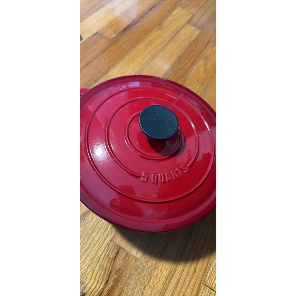 Smith & Clark 5-Quart Enameled Cast Iron Dutch Oven Round Pot with Lid, Red